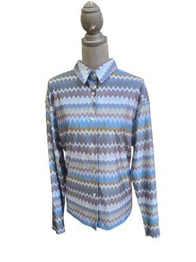 Women's XL Multi Color Button Front Long Sleeve Shirt Top